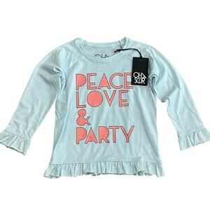 CHASER Girls Peace Love Party Top Size 6 NWT